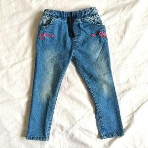oshkosh b'gosh floral embroidered slim fit pull-on denim jeans 3T toddler girls